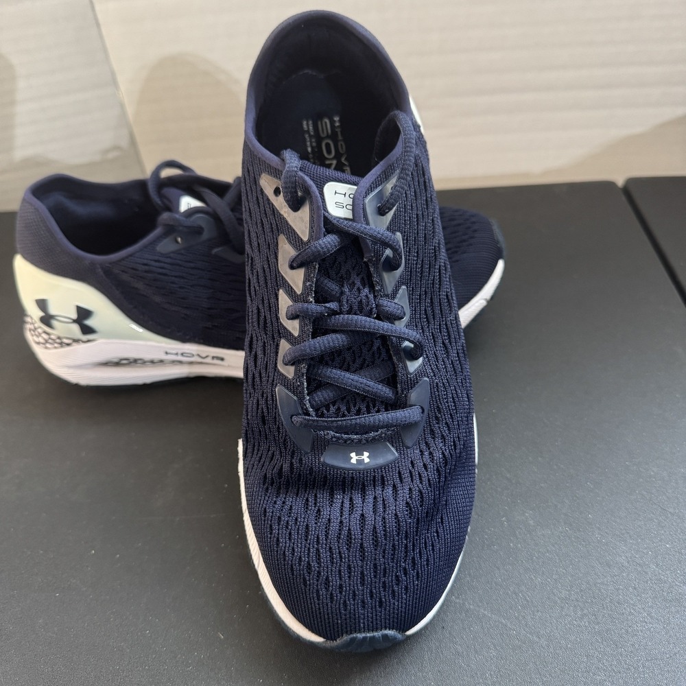 Under Armour HOVR Sonic 3 Men 8 Low Top Bluetooth Mesh Running Shoes Navy Gym